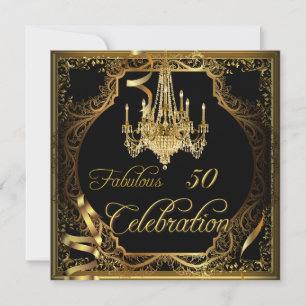 Invitation Lustre Fabulosus 50 Célébration Or Noir