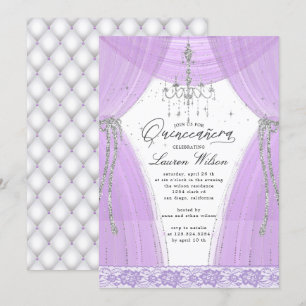 Invitation lustre luxueux violet scintillant Quinceanera