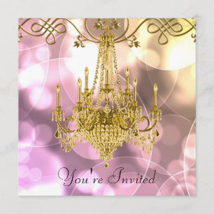 Invitation Lustre Or Rose pour Soirée de Toutes Occasions