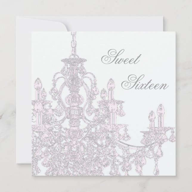 Invitation Lustre rose Doux 16 Anniversaire (Devant)