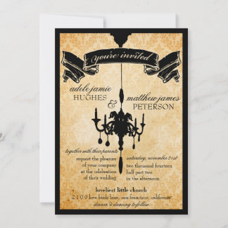 Invitation Lustre victorien ・ Mariage noir et crème