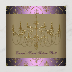 Invitation Lustre violet or Classy Sweet sixteen Ball