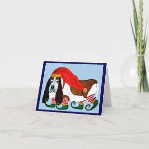 Invitation Lutin Basset Hound de Noël