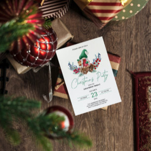 Invitation Lutins de Noël & Cônes de Pin
