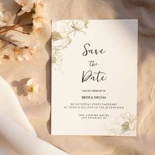 Invitation Luxe blanc peony floral Enregistrer la date
