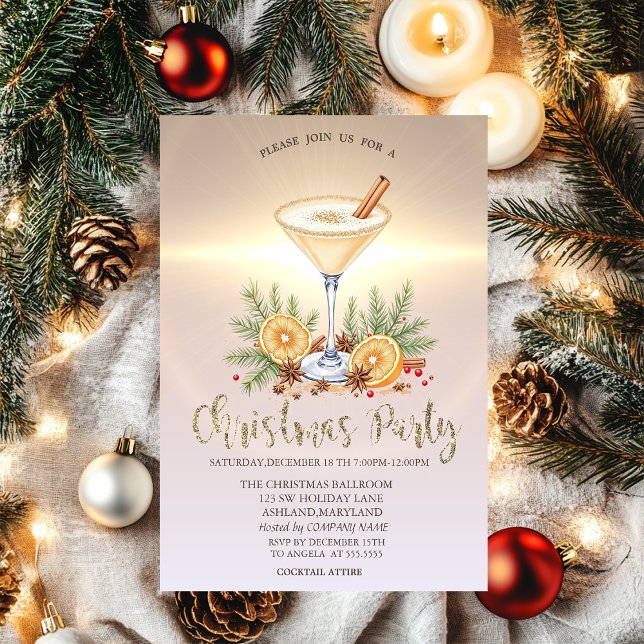 Invitation Luxe Christmas Tree Balls Gold Company (Créateur téléchargé)