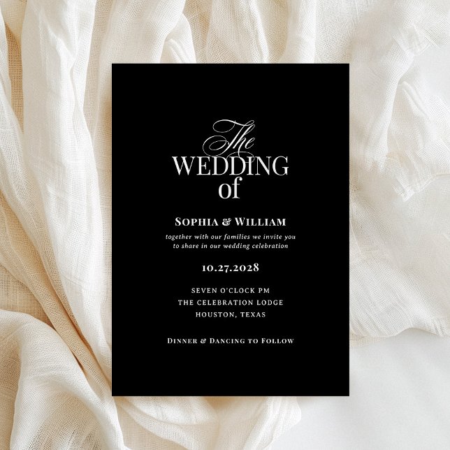 Invitation Luxe classique | Élégant Mariage noir (Créateur téléchargé)