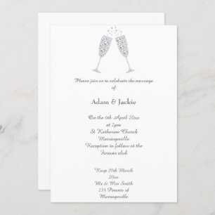 Invitation Luxe Diamond Champagne Verre Blanc ÉLÉGANT MARIAGE