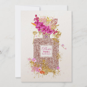 Invitation Luxe Elégant Parties scintillant Rose Parfum 1 Inv