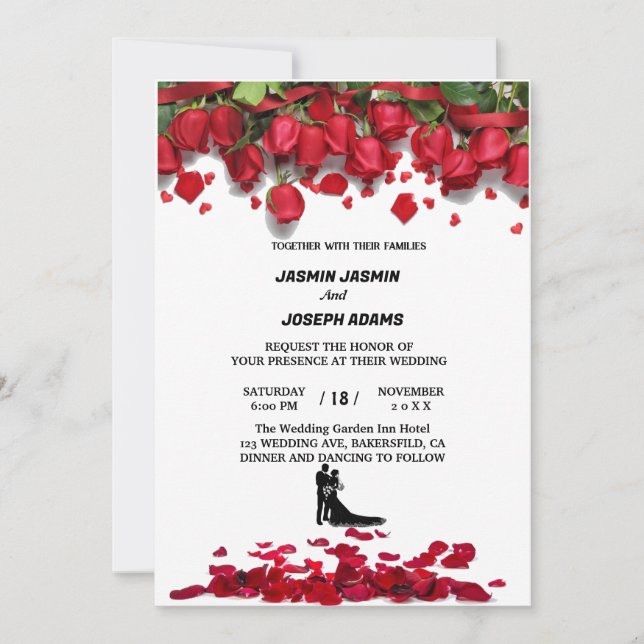 Invitation Luxe Elegant Rose Mariage (Devant)