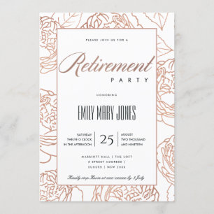 INVITATION LUXE ÉLÉGANT ROSE PÂLE OR ROSE FLORAL RETRAITE
