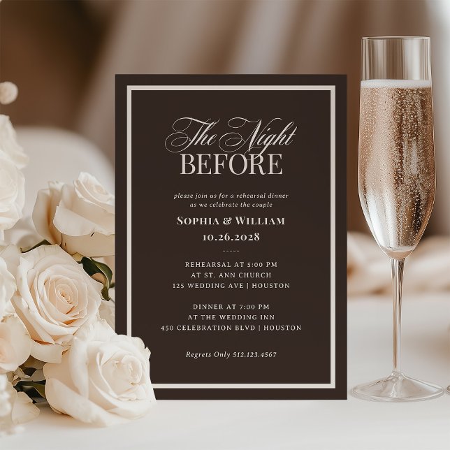 Invitation Luxe Espresso Brown | Neutral Rehearsal Dinner (Créateur téléchargé)