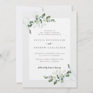 Invitation Luxe Eucalyptus QR Code Tout en un Mariage