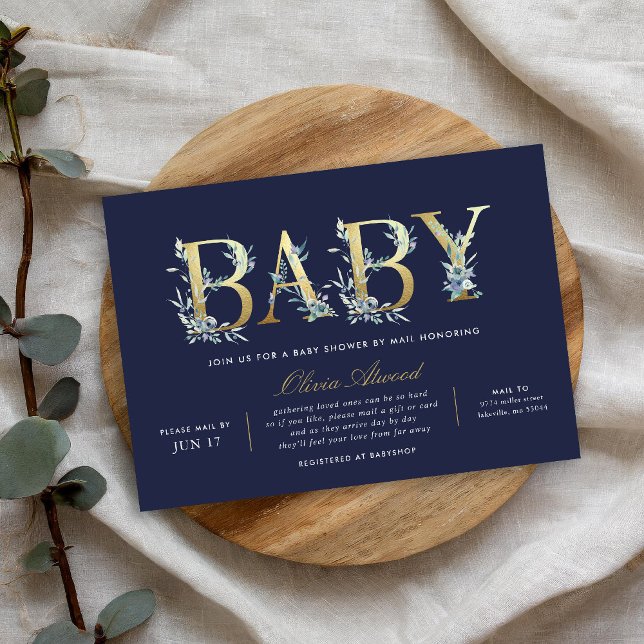 Invitation Luxe Floral Baby shower par la poste (Créateur téléchargé)
