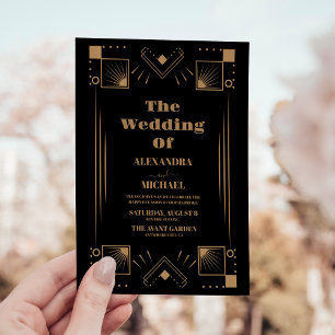 Invitation Luxe Gold Art Déco Grand Mariage des années 1920