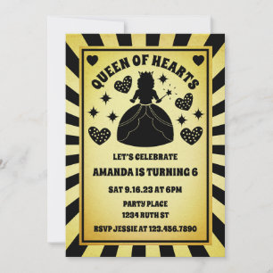 Invitation Luxe Gold Black Reine Des Coeurs Anniversaire