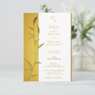Invitation Luxe Gold Calligraphie & mariage Feuille d'or