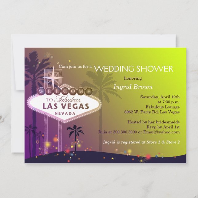 Invitation Luxe Las Vegas Strip Fête des mariées (Devant)
