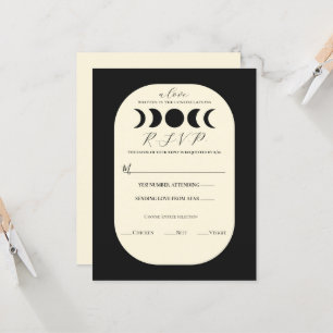 Invitation Luxe lunaire noir et crème Phase lunaire Mariage R