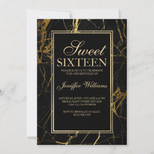 Invitation Luxe Marbre noir et or Texture                
