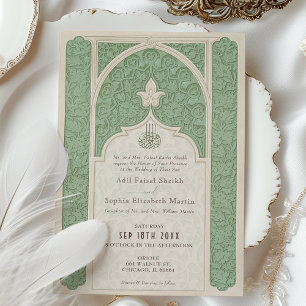 Invitation Luxe Mariage de laque islamique Sage Green