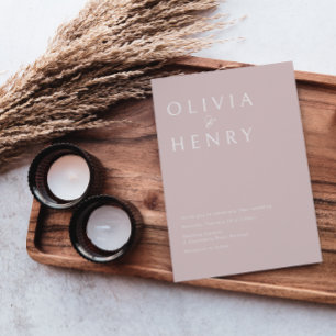 Invitation Luxe Minimal Dusty Mariage rose pâle