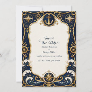 Invitation Luxe Navy Or Anchor Naud Mariage