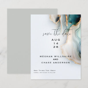 Invitation Luxe Opal Turquoise Or Liquide d'alcool Encre