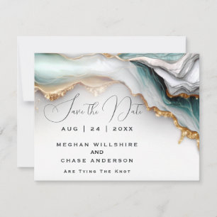 Invitation Luxe Opal Turquoise Or Liquide d'alcool Encre