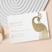 Luxe or blanc royal paon élégant RSVP