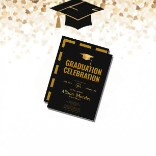 Invitation luxe Rich Gold Noir Simple Classic Graduation