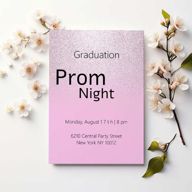 Invitation Luxe rose argent lilas dégradé Graduation Prom (Luxury pink silver lilac gradient Graduation Prom)
