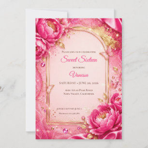 Invitation Luxe Rose Gold Florale Sweet 16