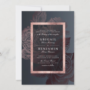 Invitation Luxe rose or vintage mariage botanique fleuri 