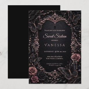 Invitation Luxe Rose Strass Paillettes Sweet 16