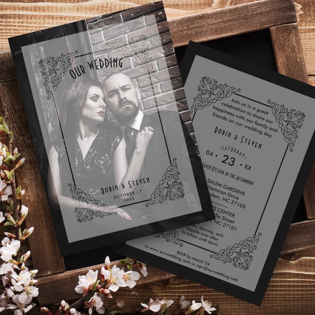 Invitation Luxe Vintage Mariage Flourish Vellum Effet (Créateur téléchargé)