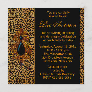 Invitation Luxueuse fête d'anniversaire Leopard