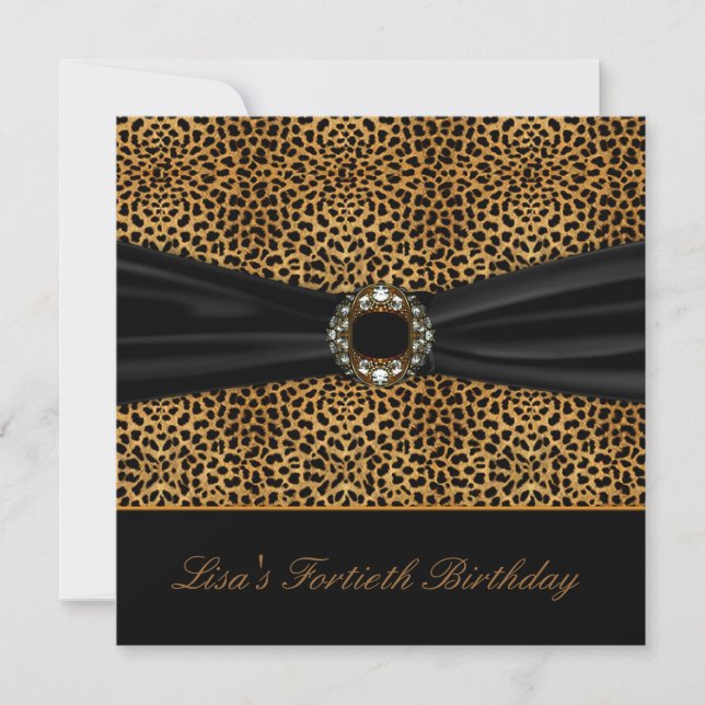 Invitation Luxueuse Léopard Fête du 40e anniversaire (Devant)