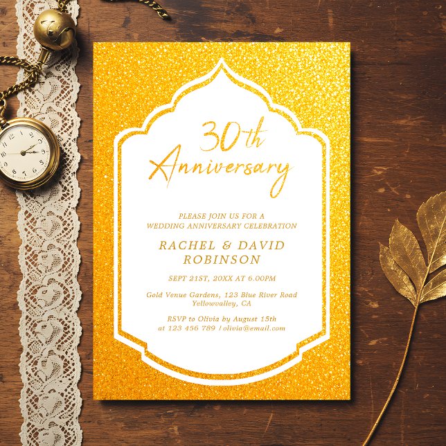 Invitation Luxueux 30e anniversaire de Mariage Golden (Créateur téléchargé)