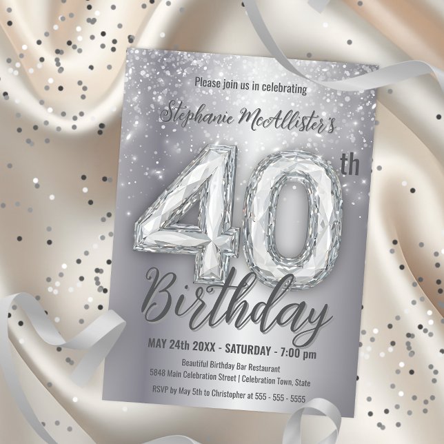 Invitation Luxueux Diamond 40e anniversaire Fête (Créateur téléchargé)