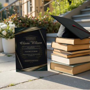 Invitation Luxueux diplôme vert foncé et or