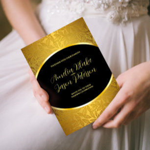 Invitation Luxueux Feuille Motif en or gravé Mariage