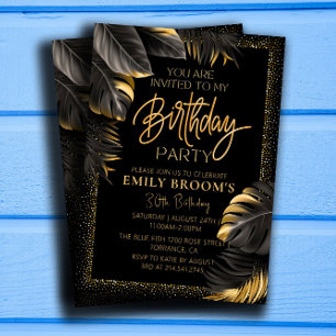 Invitation Luxueux Golden Feuilles 30e anniversaire