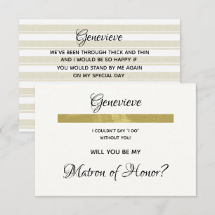 Invitation Luxueux ivoire vintage Seras-tu ma demoiselle d'ho