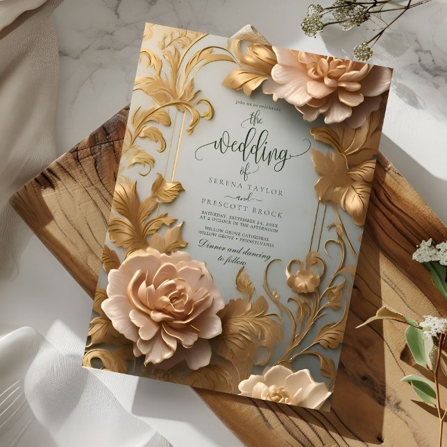 Invitation Luxueux Mariage aux motifs floraux d'inspiration V (Créateur téléchargé)