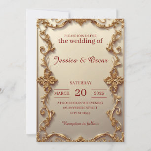 Invitation Luxueux Mariage baroque or