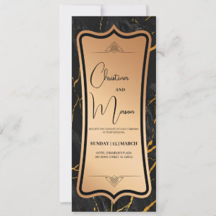 Invitation Luxueux Métallisé   Marbre Or Noir