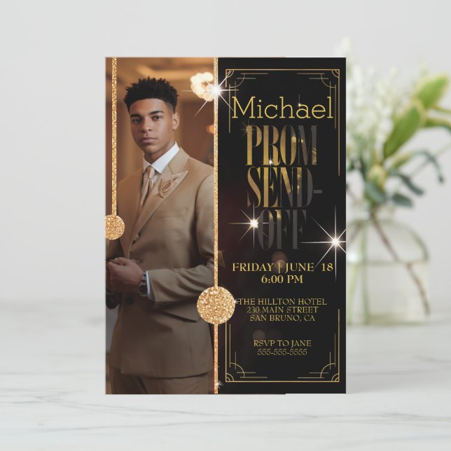 Invitation Luxueux Prom Homme Envoyer Hors Impression Graduat (Debout devant)