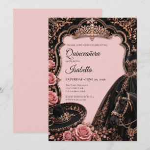 Invitation Luxueux Quinceañera Rose