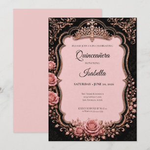 Invitation Luxueux Quinceañera Rose